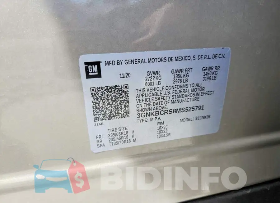 3GNKBCRS8MS525791 Photo# 12