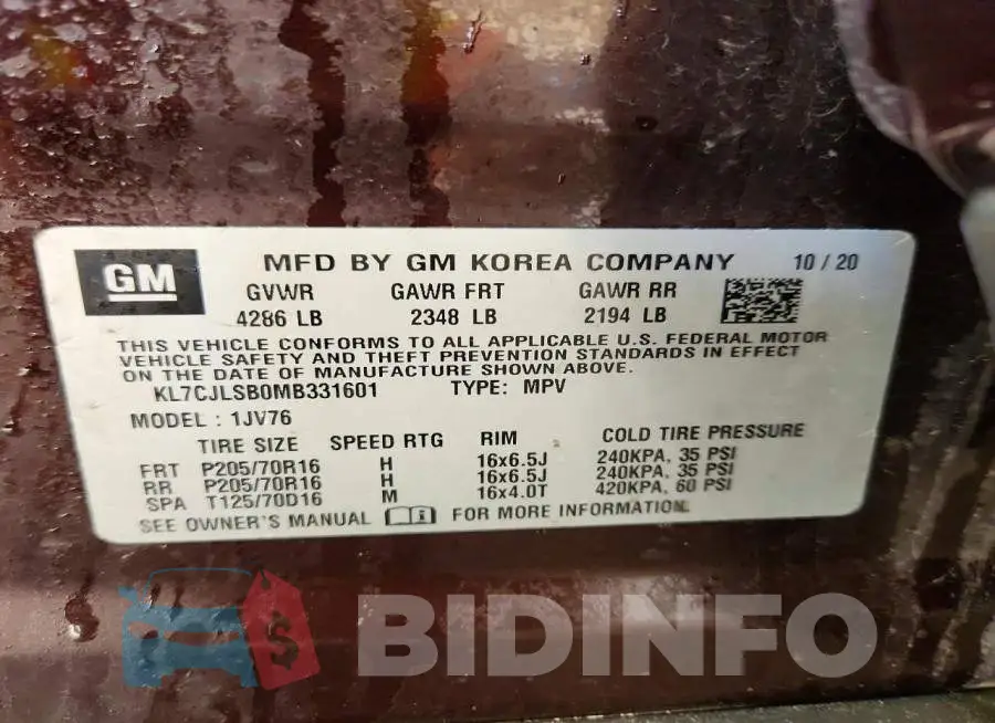 KL7CJLSB0MB331601 Photo# 13