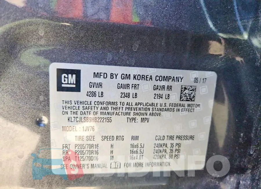 KL7CJLSB9HB222155 Photo# 13