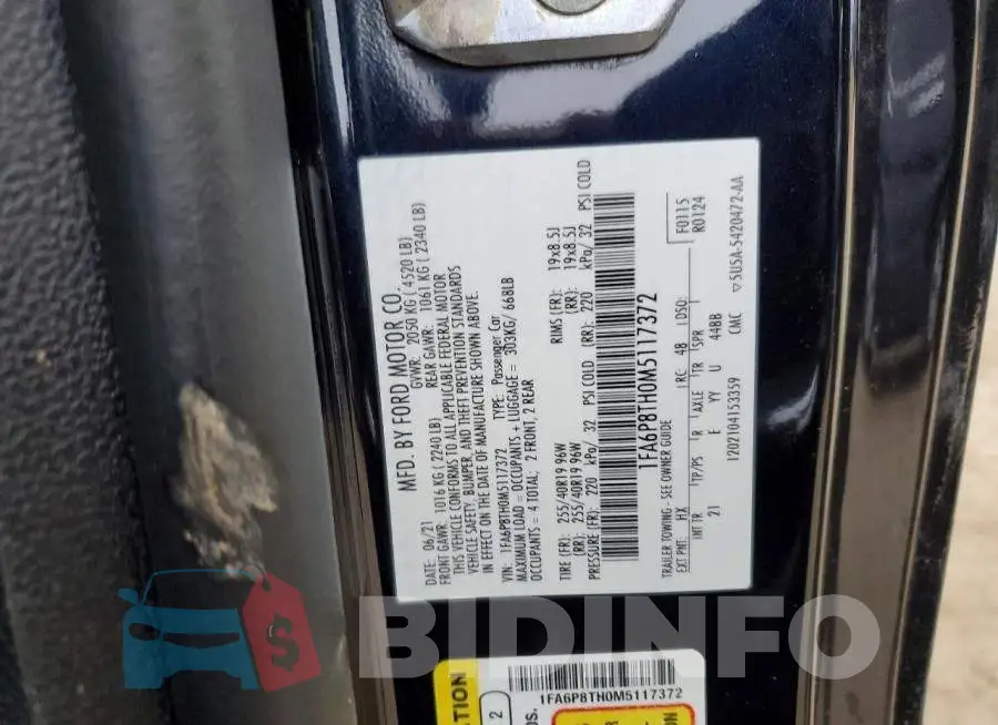 1FA6P8TH0M5117372 Photo# 12