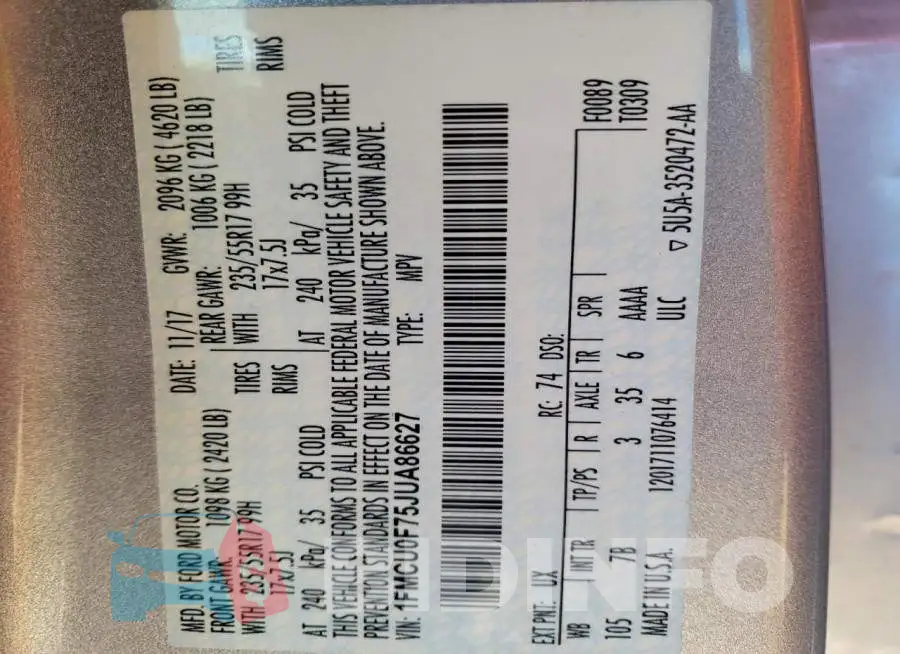 1FMCU0F75JUA86627 Photo# 12
