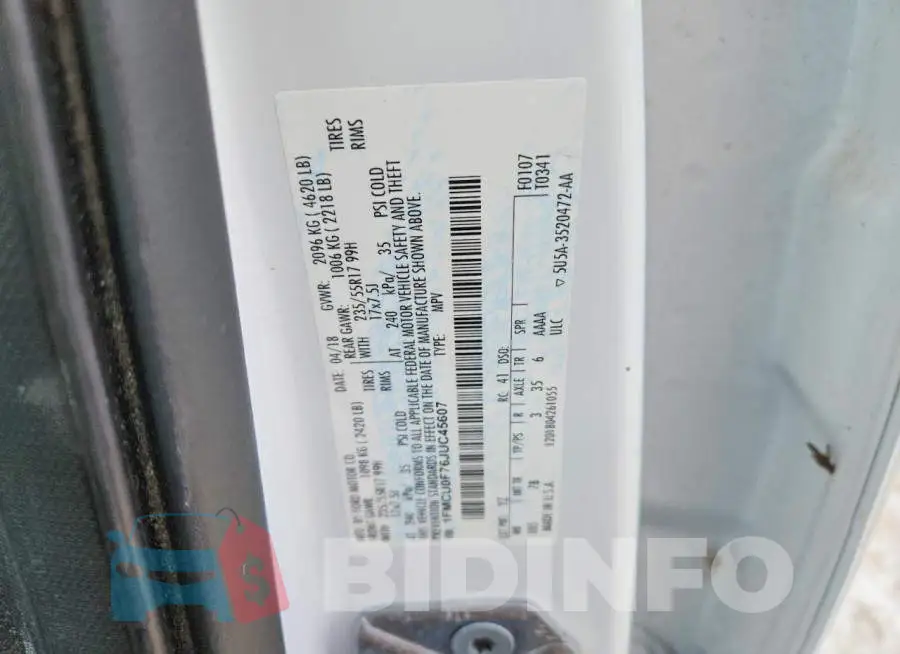 1FMCU0F76JUC45607 Photo# 13