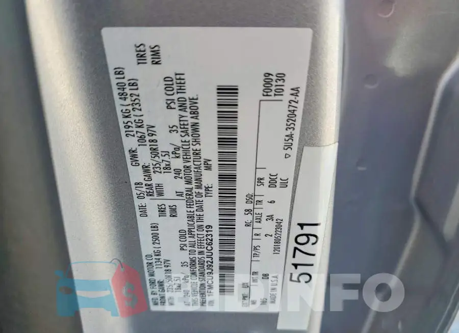 1FMCU9J92JUC62319 Photo# 12