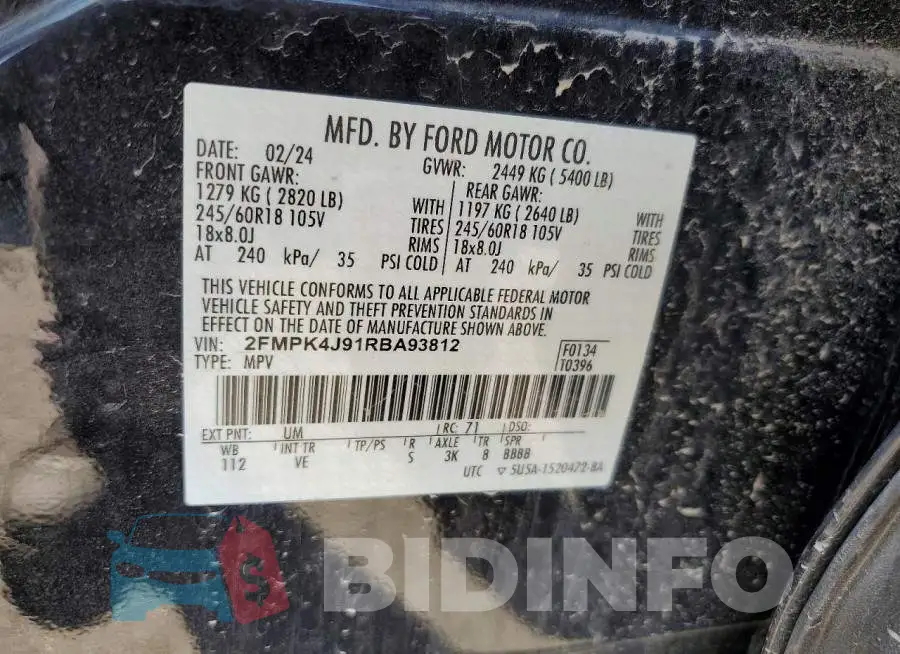 2FMPK4J91RBA93812 Photo# 13