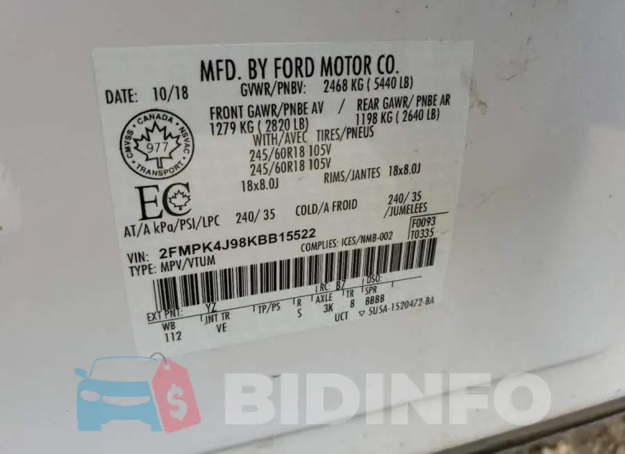 2FMPK4J98KBB15522 Photo# 13