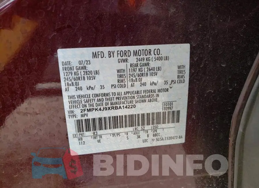 2FMPK4J9XRBA14220 Photo# 13