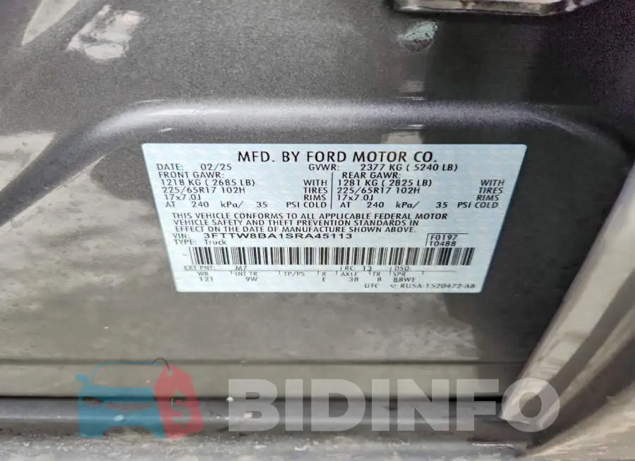 3FTTW8BA1SRA45113 Photo# 12
