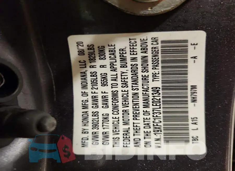19XFC1F37LE021349 Photo# 12