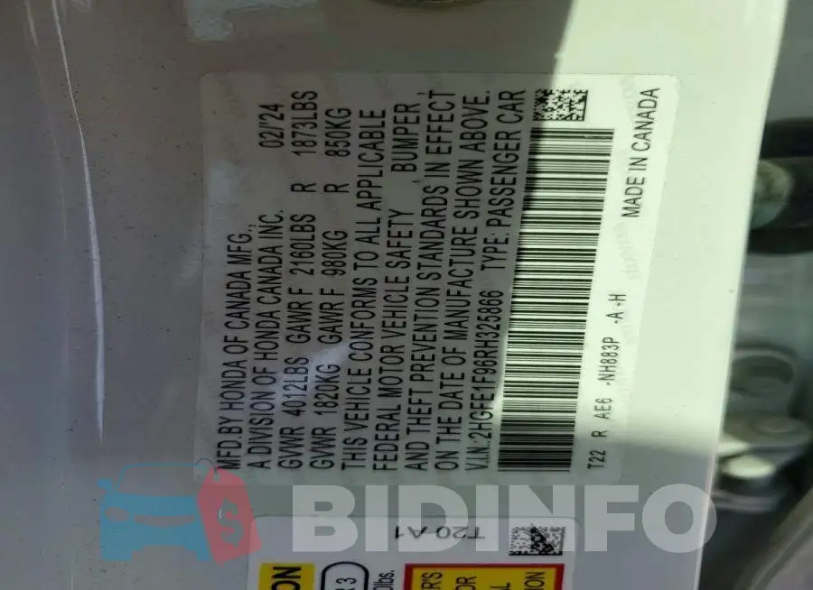 2HGFE1F96RH325866 Photo# 12