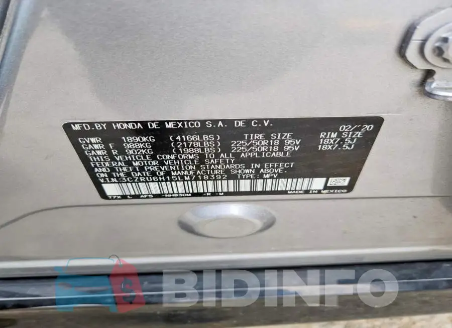 3CZRU6H15LM718392 Photo# 14