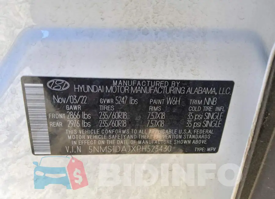 5NMS1DAJXPH523430 Photo# 13