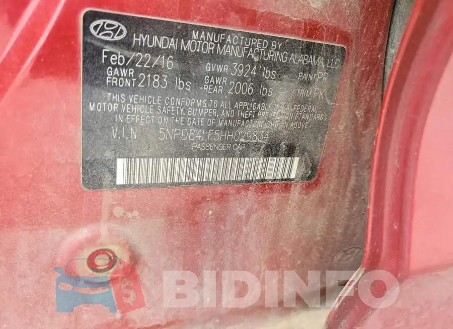 5NPD84LF5HH029834 Photo# 12