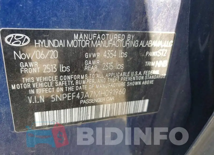 5NPEF4JA7MH091960 Photo# 12