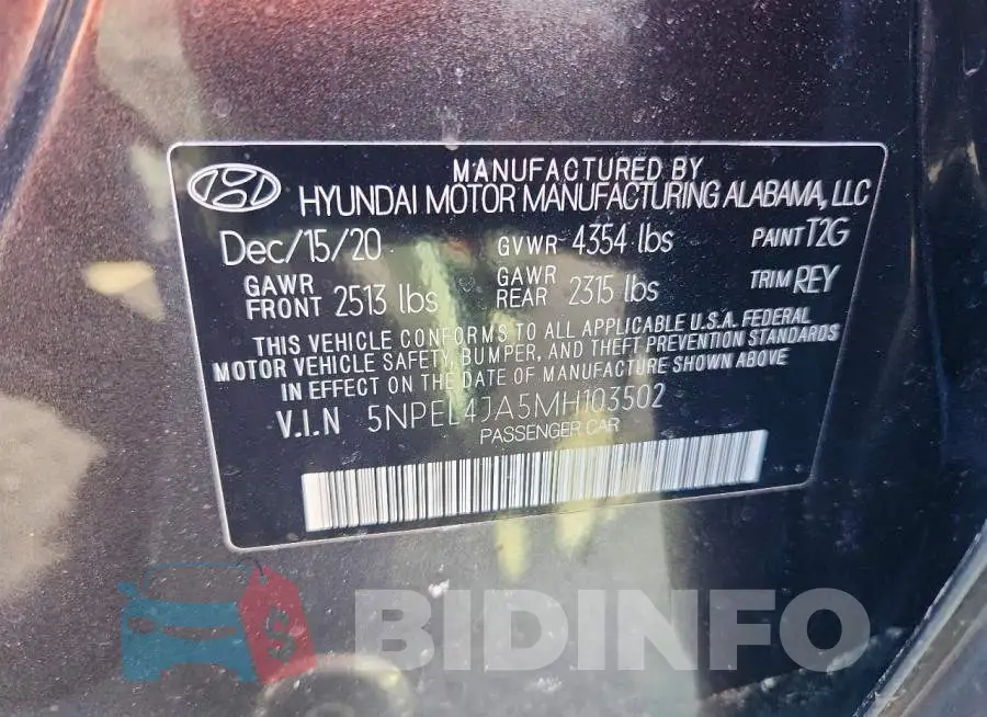 5NPEL4JA5MH103502 Photo# 12