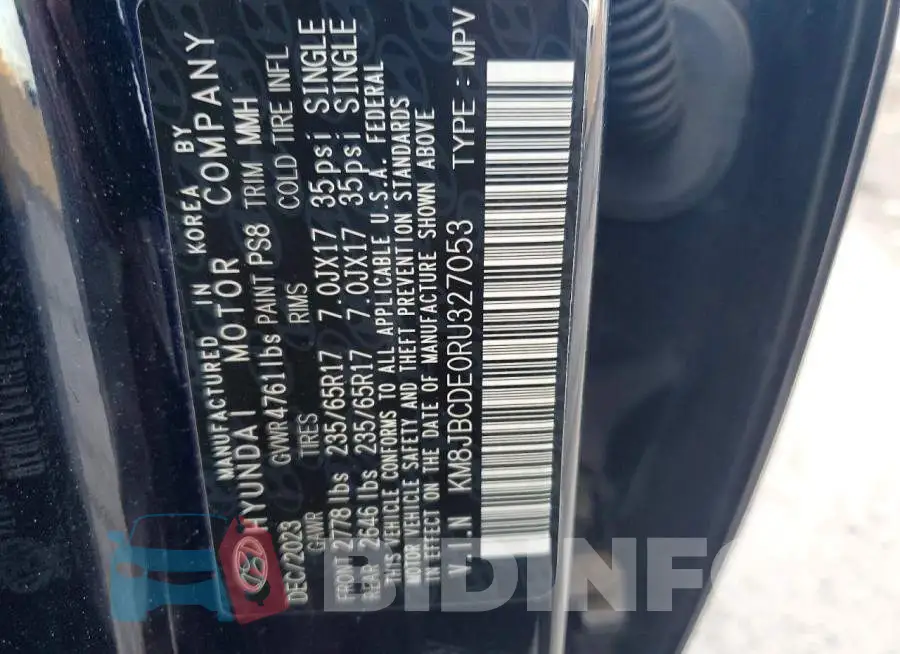 KM8JBCDE0RU327053 Photo# 13