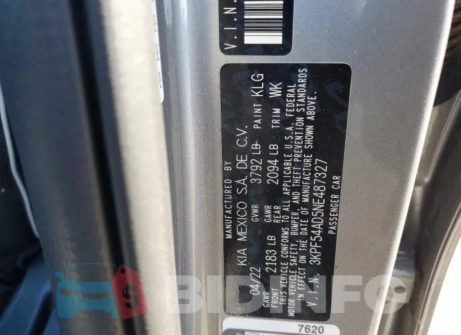 3KPF54AD5NE487327 Photo# 12
