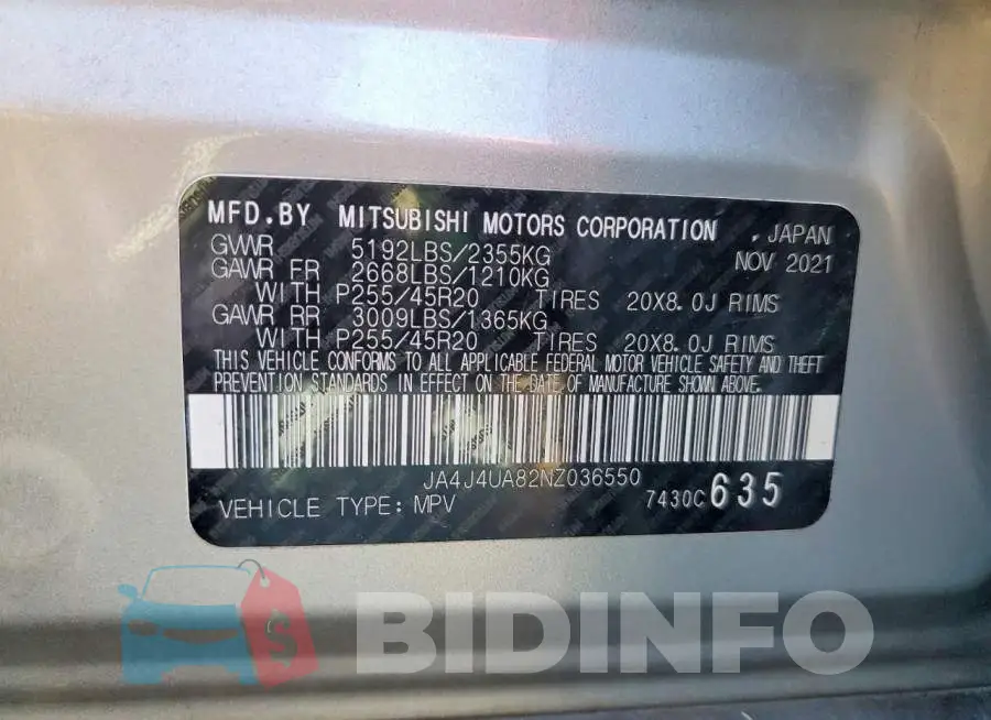 JA4J4UA82NZ036550 Photo# 13