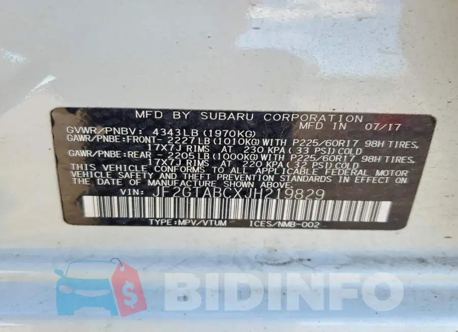 JF2GTABCXJH219829 Photo# 12