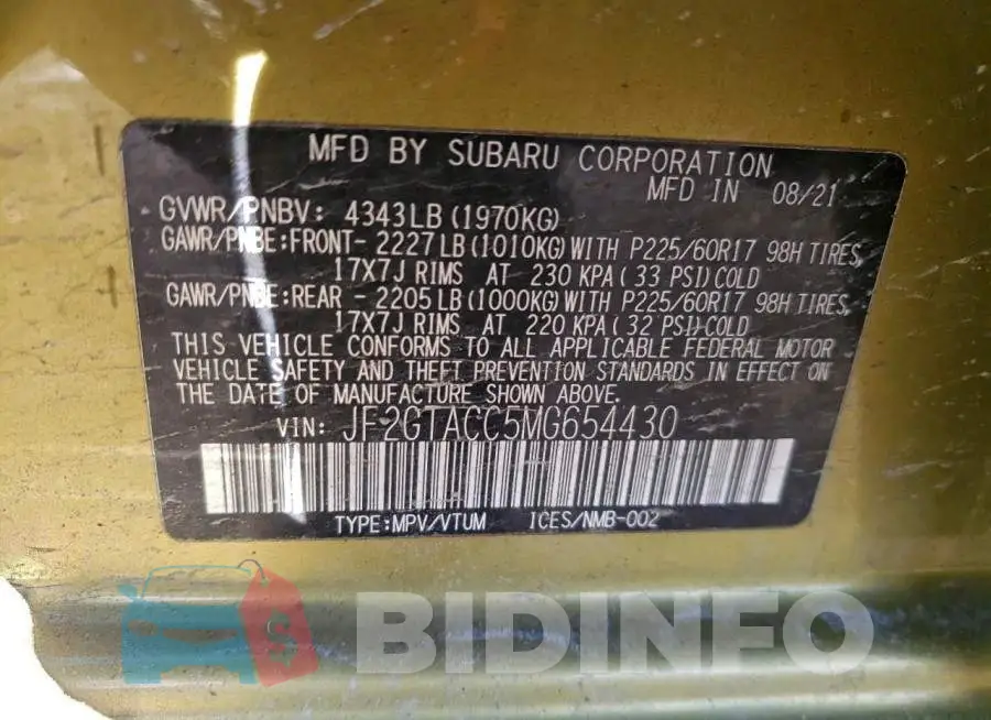 JF2GTACC5MG654430 Photo# 12