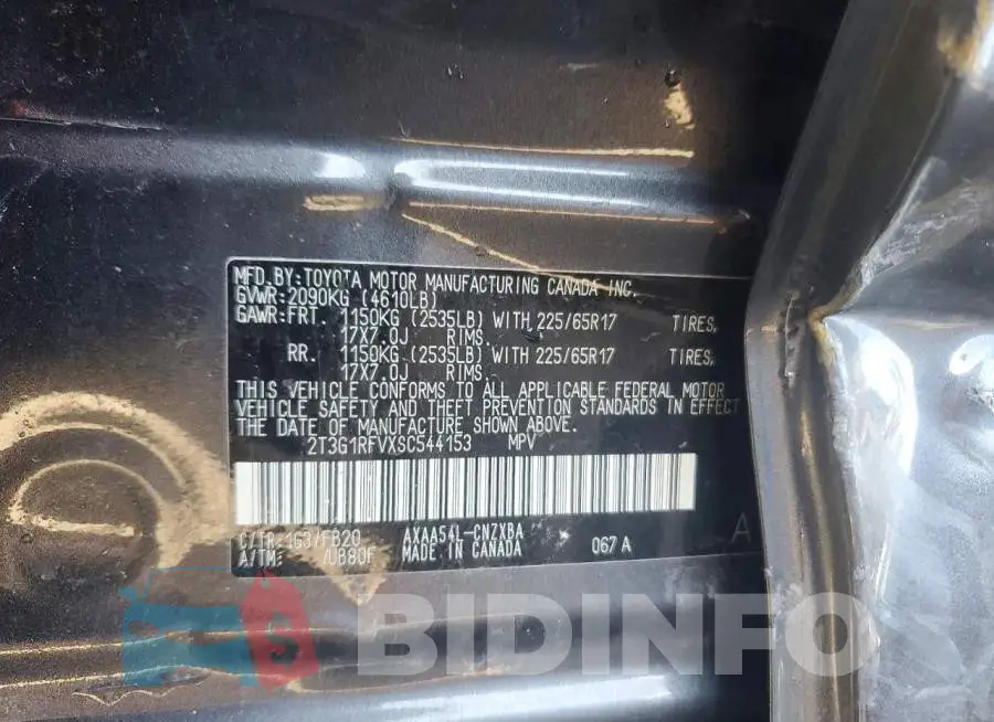 2T3G1RFVXSC544153 Photo# 13