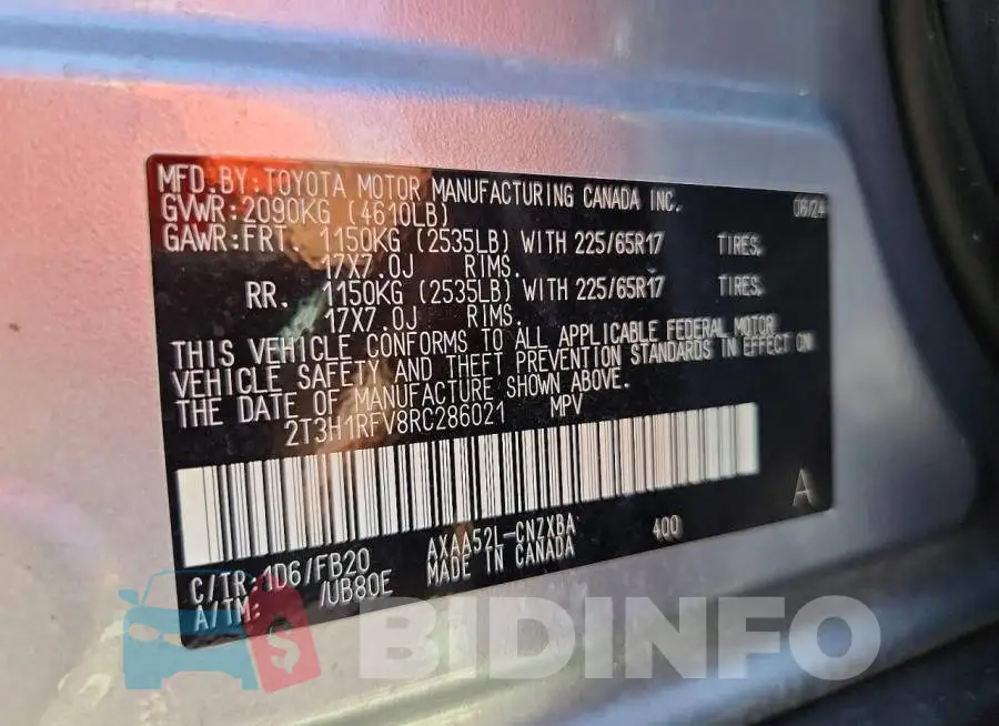 2T3H1RFV8RC286021 Photo# 13