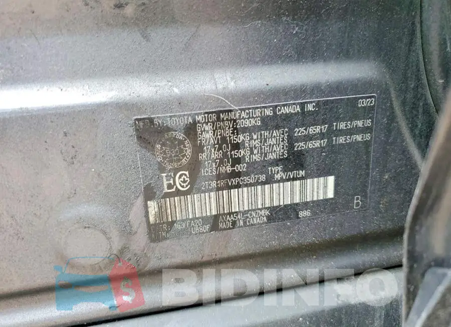 2T3R1RFVXPC350738 Photo# 13