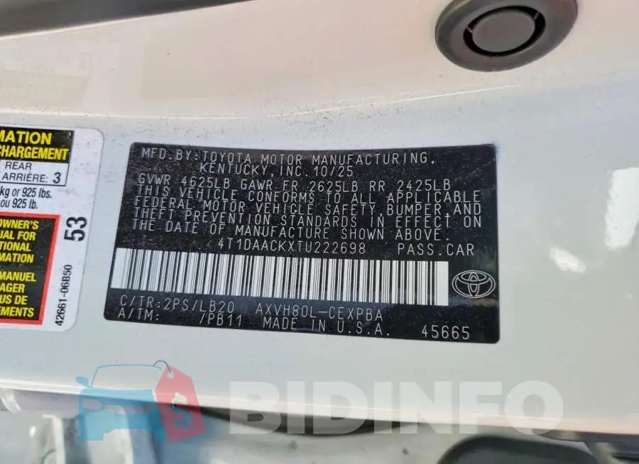 4T1DAACKXTU222698 Photo# 12