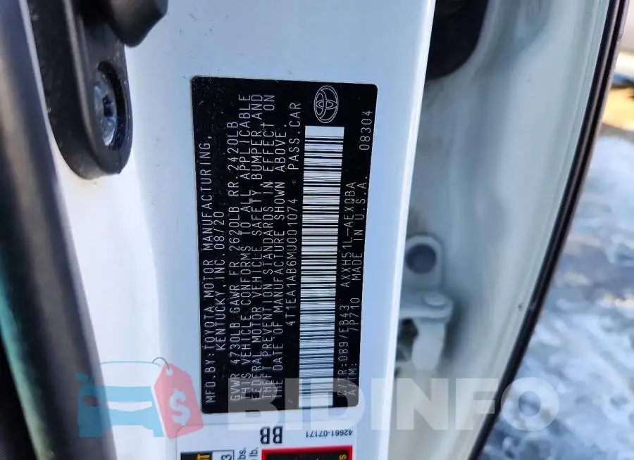 4T1EA1AB6MU001074 Photo# 12