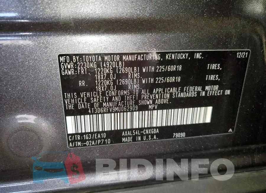 4T3D6RFV9MU062909 Photo# 13