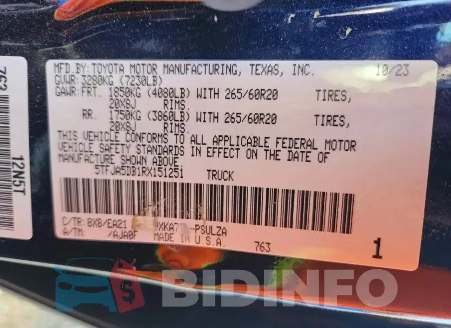 5TFJA5DB1RX151251 Photo# 12