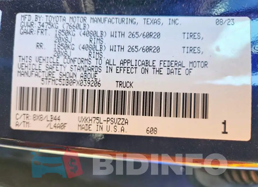 5TFMC5DB0PX039206 Photo# 12