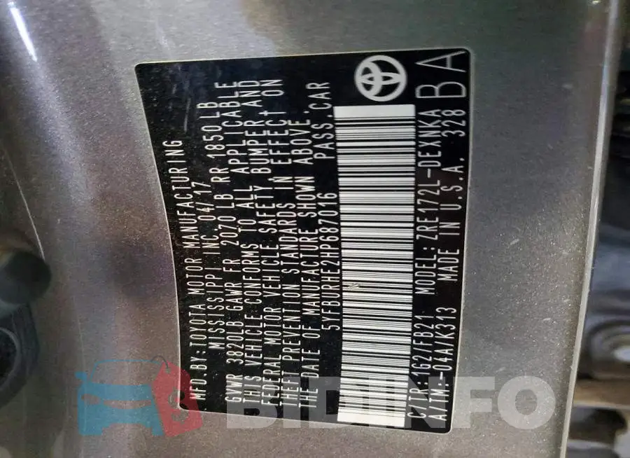 5YFBURHE2HP687016 Photo# 12