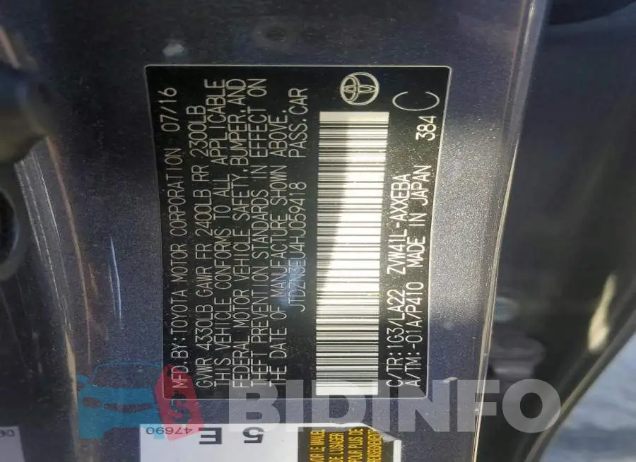 JTDZN3EU4HJ059418 Photo# 13