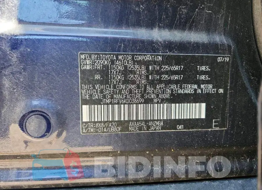 JTMP1RFV6KD038699 Photo# 13