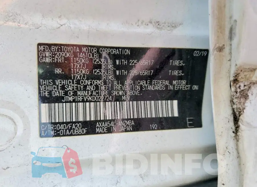 JTMP1RFV9KD022724 Photo# 13
