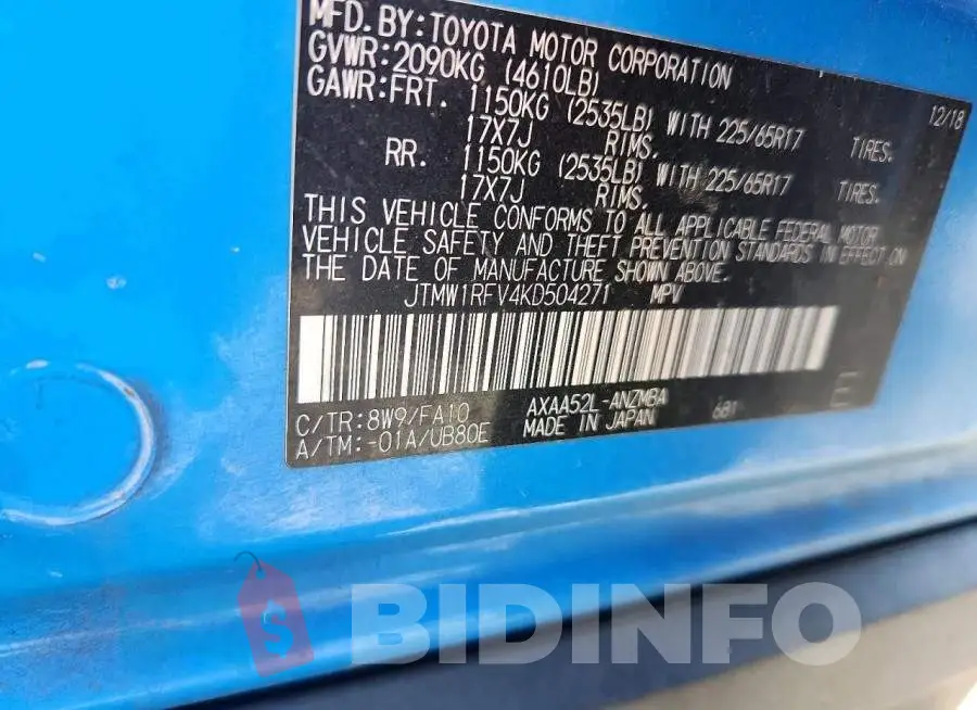 JTMW1RFV4KD504271 Photo# 13