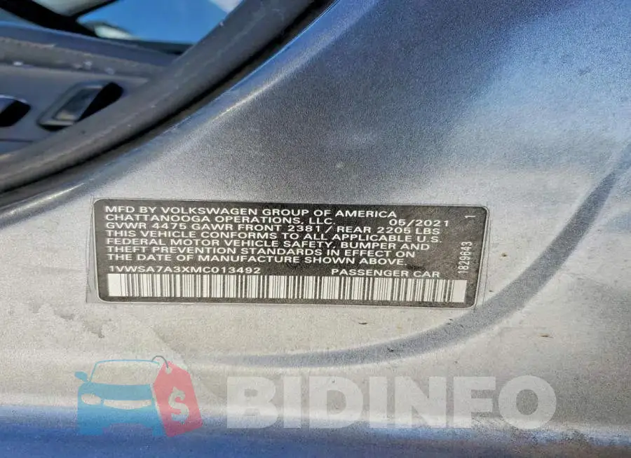 1VWSA7A3XMC013492 Photo# 13