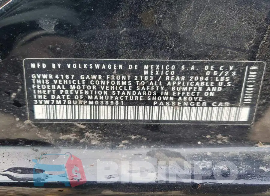 3VW7M7BU8PM038981 Photo# 12
