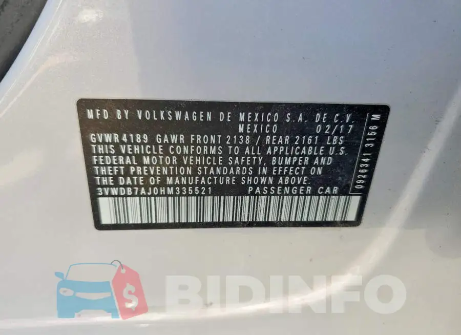 3VWDB7AJ0HM335521 Photo# 13
