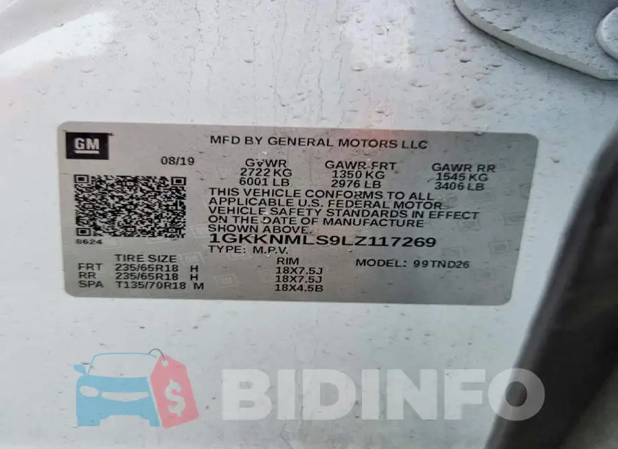 1GKKNMLS9LZ117269 Photo# 13