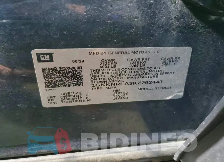 1GKKNRLA3KZ292443 Photo# 12