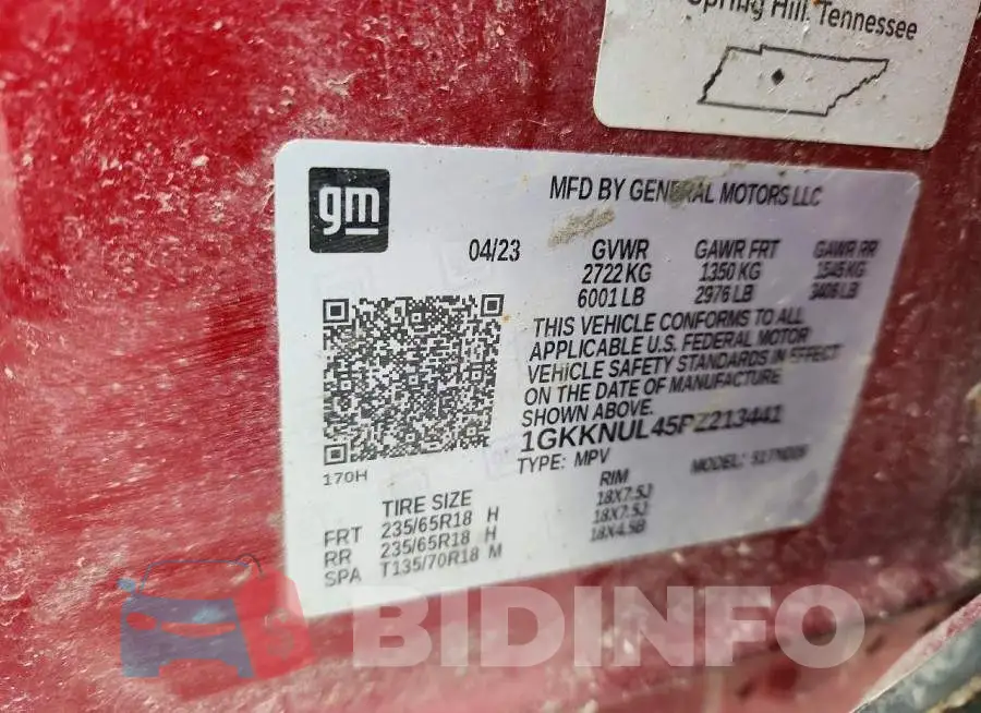 1GKKNUL45PZ213441 Photo# 14