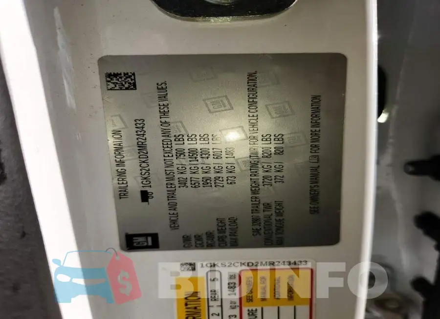 1GKS2CKD2MR243433 Photo# 14