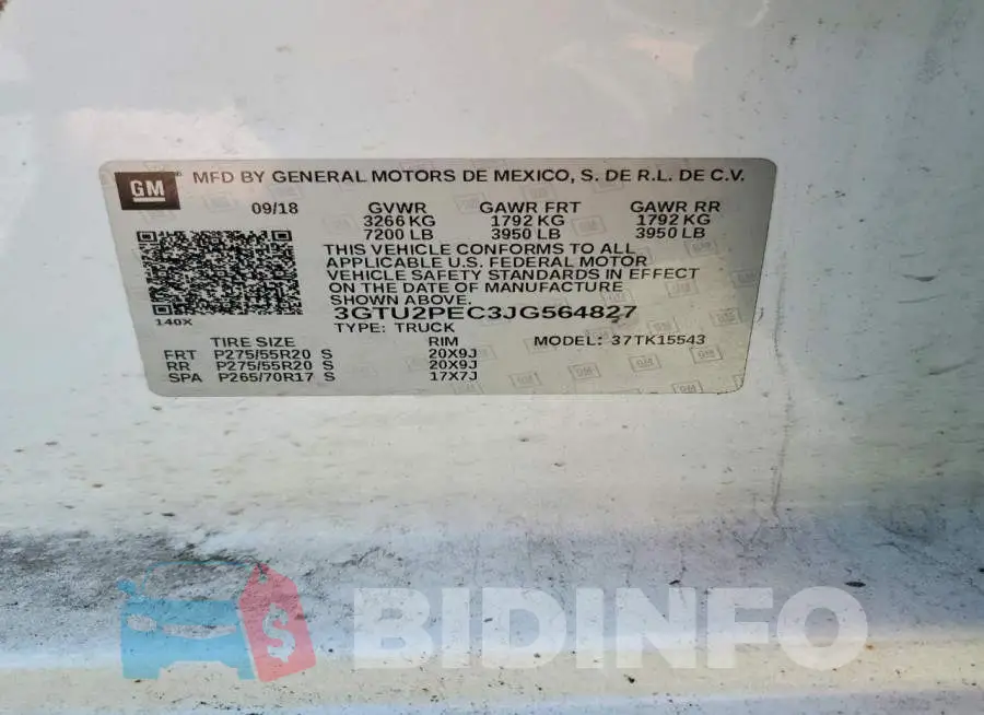 3GTU2PEC3JG564827 Photo# 12