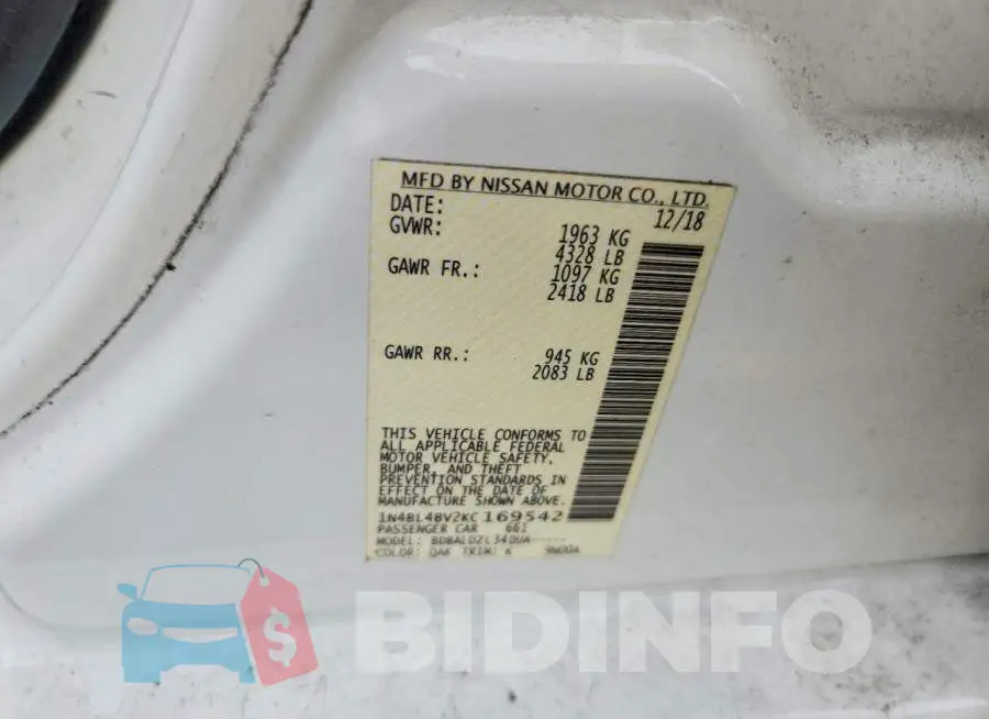 1N4BL4BV2KC169542 Photo# 12