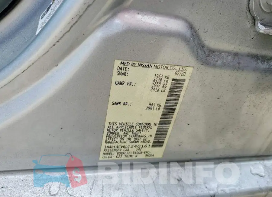 1N4BL4CV6LC240161 Photo# 13