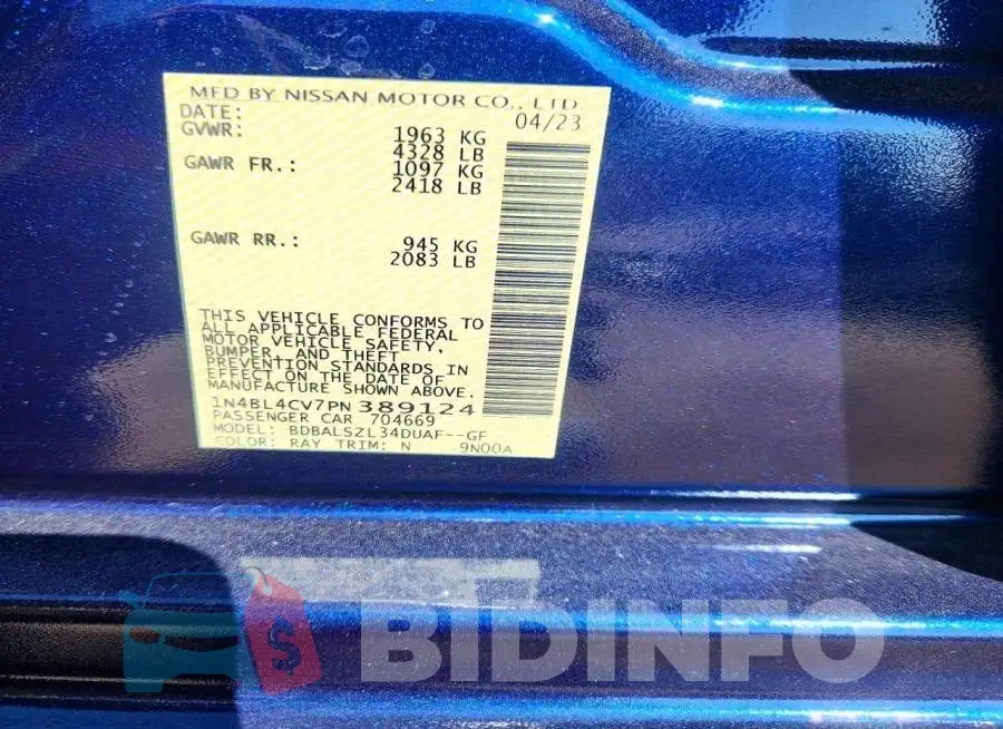 1N4BL4CV7PN389124 Photo# 13