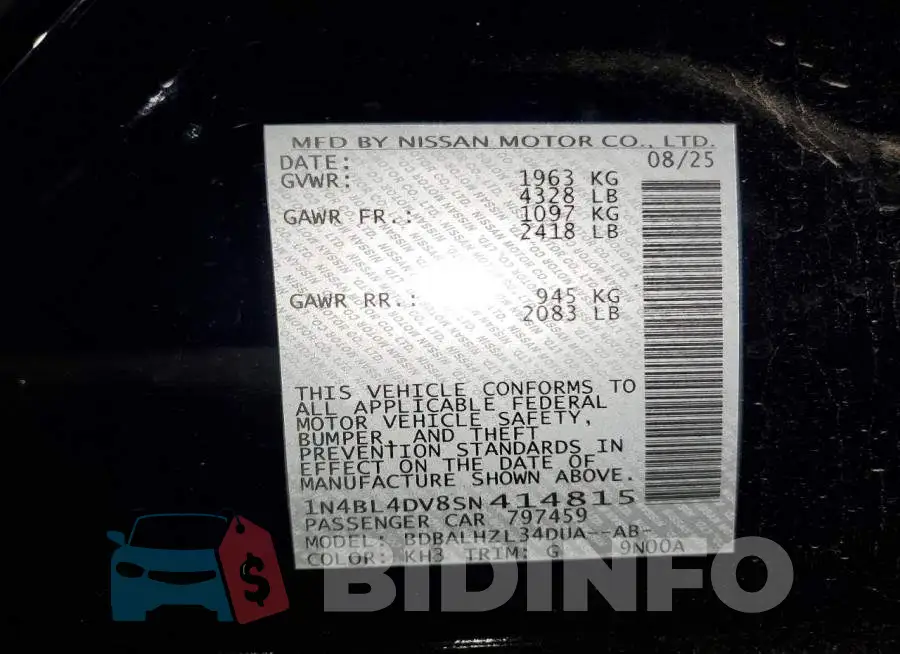 1N4BL4DV8SN414815 Photo# 12