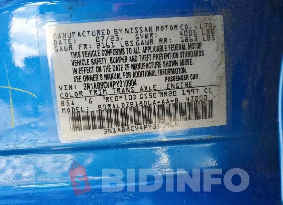 3N1AB8CV4PY310904 Photo# 12