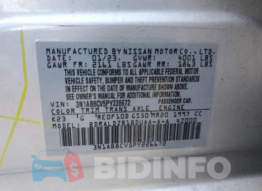 3N1AB8CV5PY226672 Photo# 12